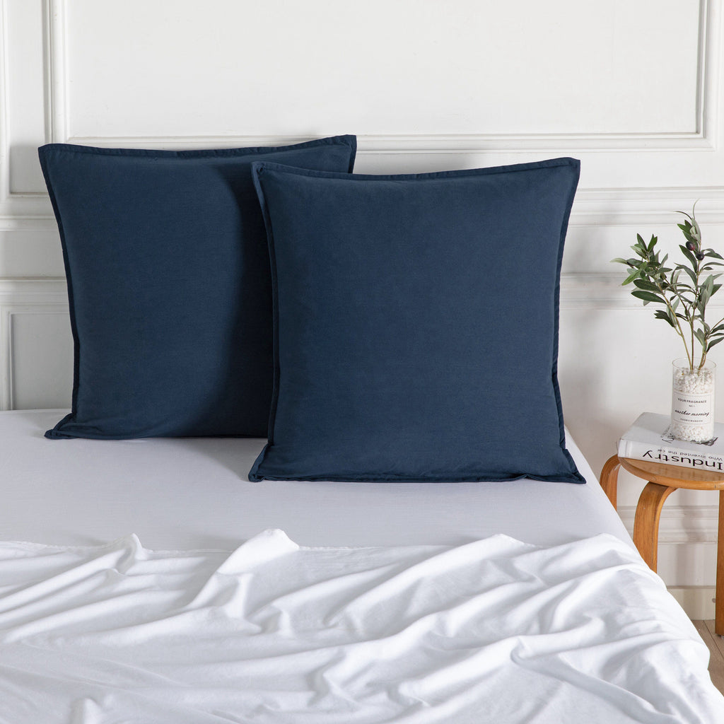 Vintage Washed Microfibre European Pillowcases - Twin-Pack - Navy