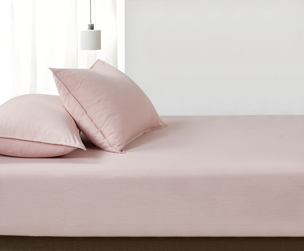 100% Vintage Washed Microfibre Fitted Sheet with Matching Pillowcases - Pink