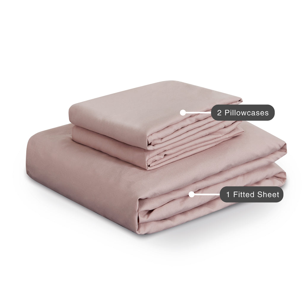 100% Vintage Washed Microfibre Fitted Sheet with Matching Pillowcases - Pink