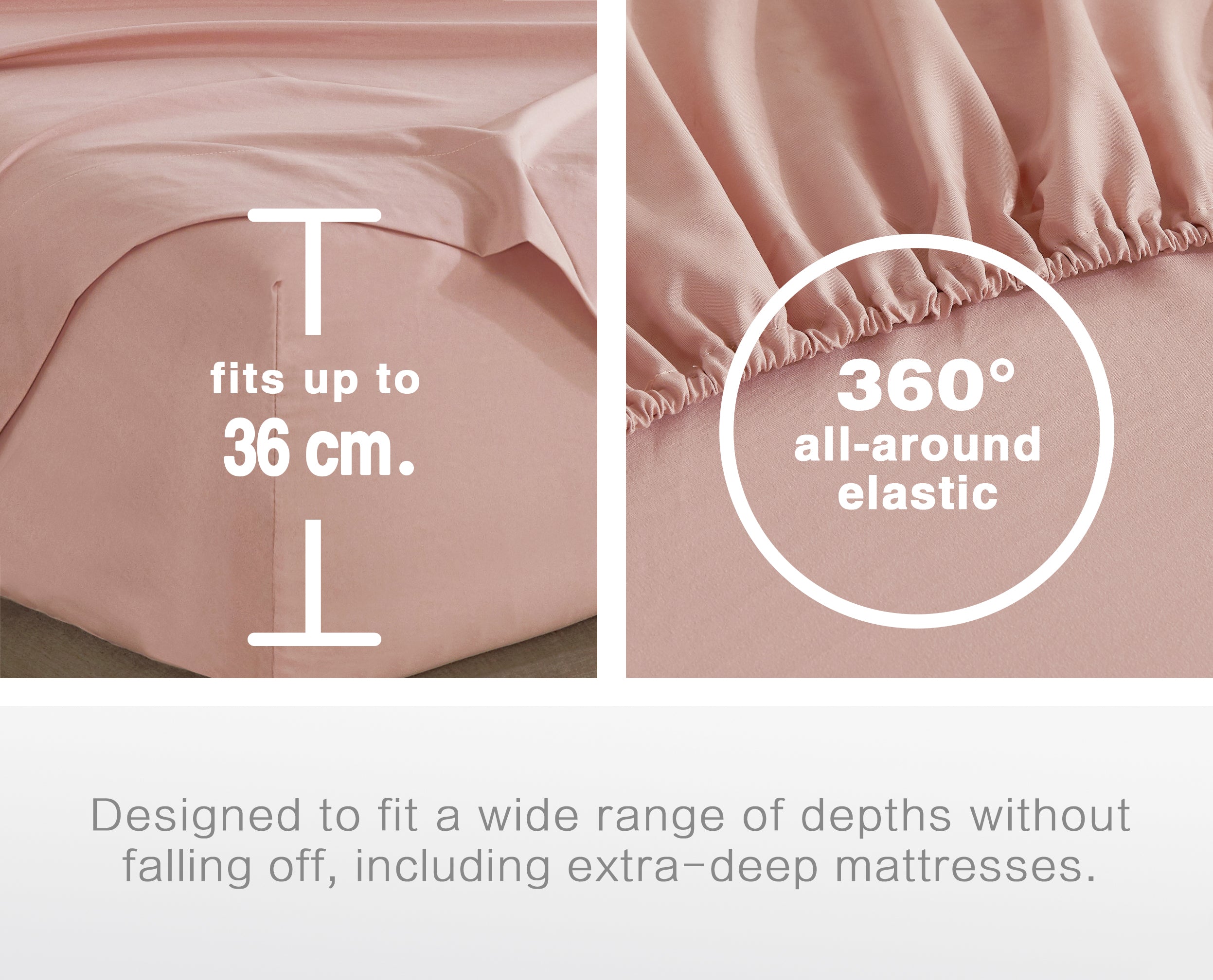 100% Vintage Washed Microfibre Fitted Sheet with Matching Pillowcases - Pink