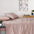 Vintage Washed Cotton Sheet Set with Matching Pillowcases - Pink