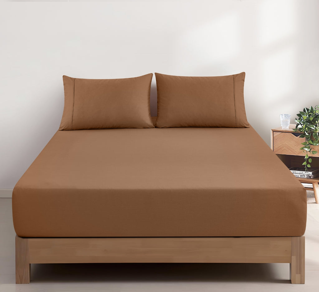 Vintage Washed Cotton Fitted Sheet Combo Set - Rust