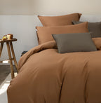 Vintage Washed Cotton Quilt Cover Set - Rust