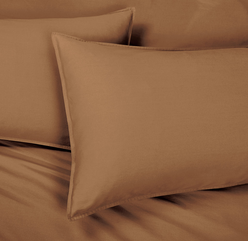 Vintage Washed Cotton Quilt Cover Set - Rust