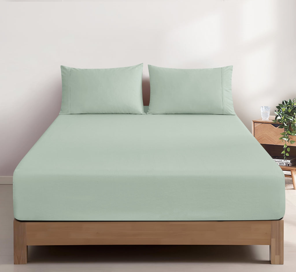 Vintage Washed Cotton Fitted Sheet Combo Set - Sage