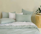 Vintage Washed Microfibre Quilt Cover Set - Sage