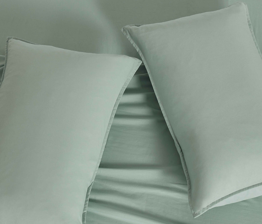 Vintage Washed Microfibre Quilt Cover Set - Sage