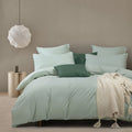 Vintage Washed Cotton Quilt Cover Set - Sage