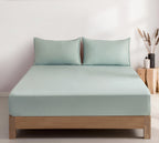 100% Vintage Washed Microfibre Fitted Sheet with Matching Pillowcases - Sage