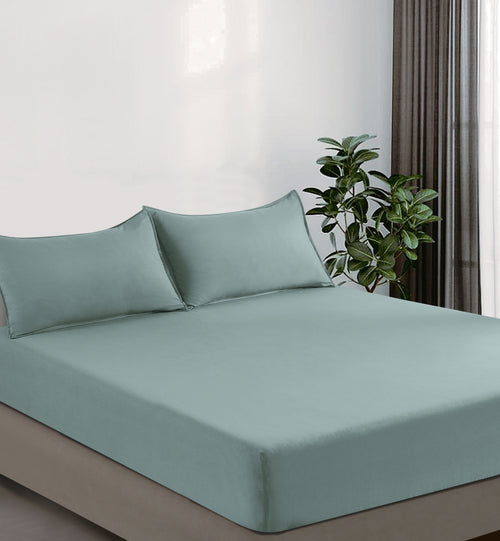 100% Vintage Washed Microfibre Fitted Sheet with Matching Pillowcases - Seafoam