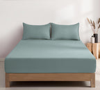 100% Vintage Washed Microfibre Fitted Sheet with Matching Pillowcases - Seafoam