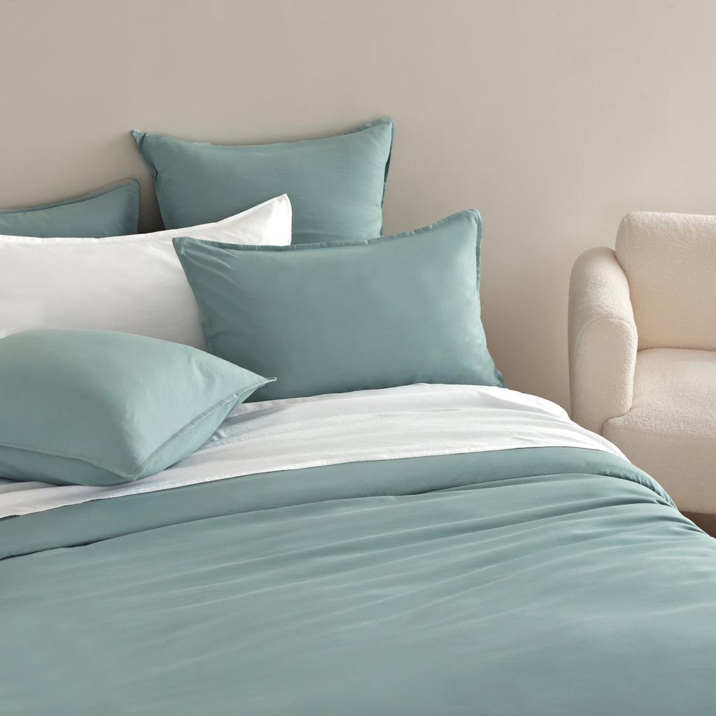 Vintage Washed Microfibre Quilt Cover Set - Seafoam