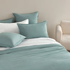 Vintage Washed Microfibre Quilt Cover Set - Seafoam