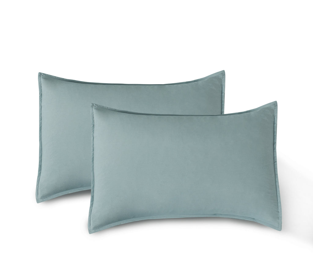 Vintage Washed Microfibre Quilt Cover Set - Seafoam