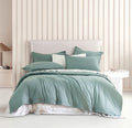 Vintage Washed Microfibre Quilt Cover Set - Seafoam