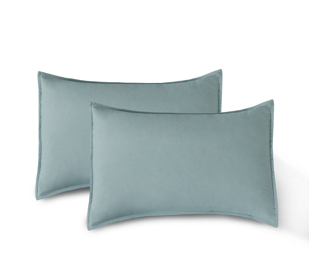 CleverPolly - Vintage Washed Microfibre Standard Pillowcases (Set of 2) - Seafoam