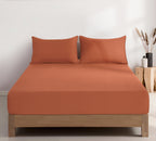 100% Vintage Washed Microfibre Fitted Sheet with Matching Pillowcases - Terracotta
