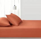 100% Vintage Washed Microfibre Fitted Sheet with Matching Pillowcases - Terracotta