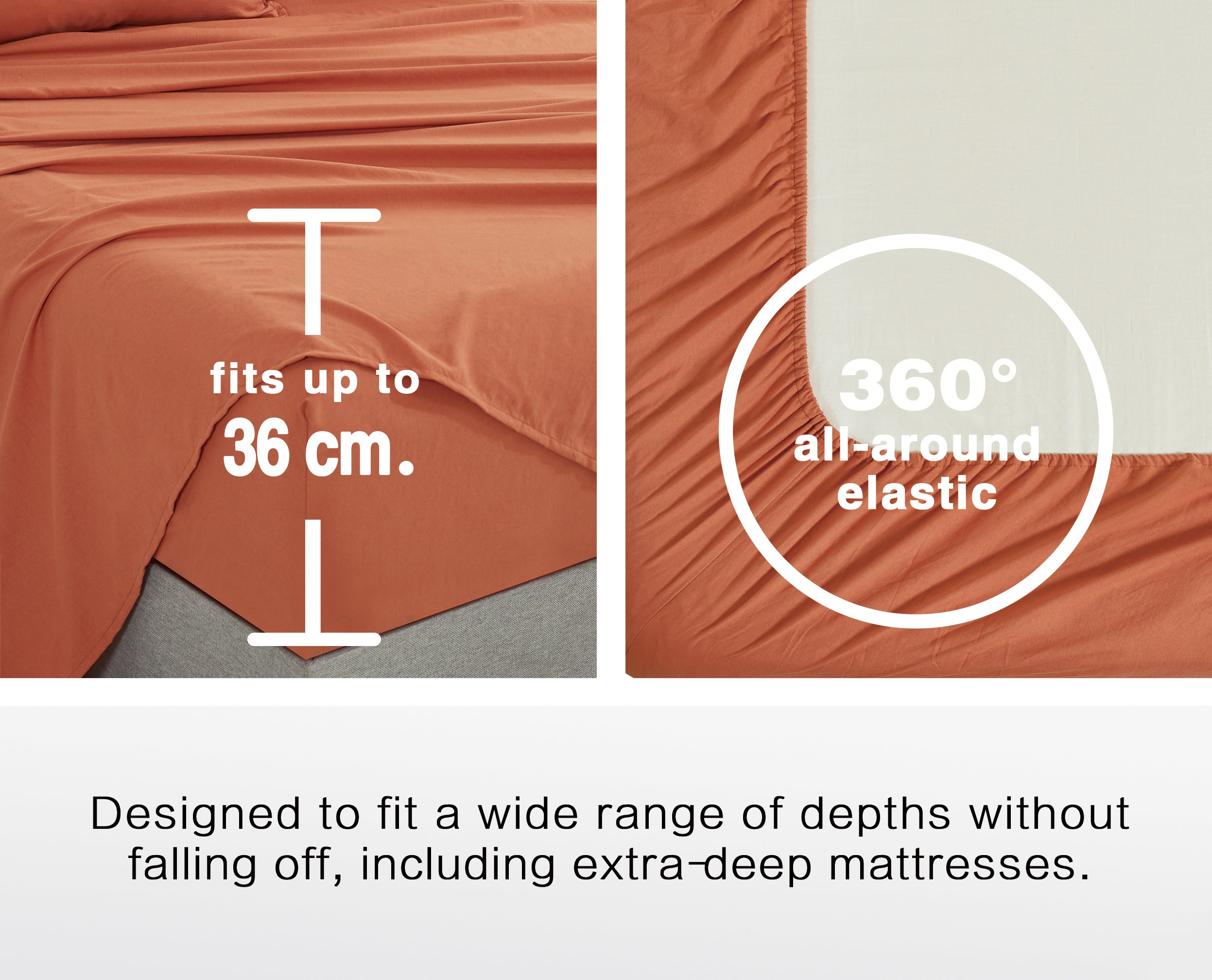 100% Vintage Washed Microfibre Fitted Sheet with Matching Pillowcases - Terracotta