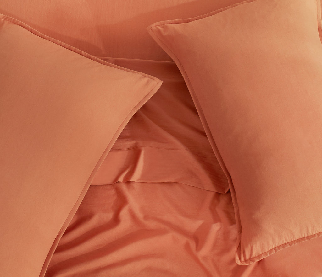Vintage Washed Microfibre Quilt Cover Set - Terracotta