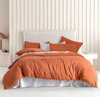 Vintage Washed Microfibre Quilt Cover Set - Terracotta