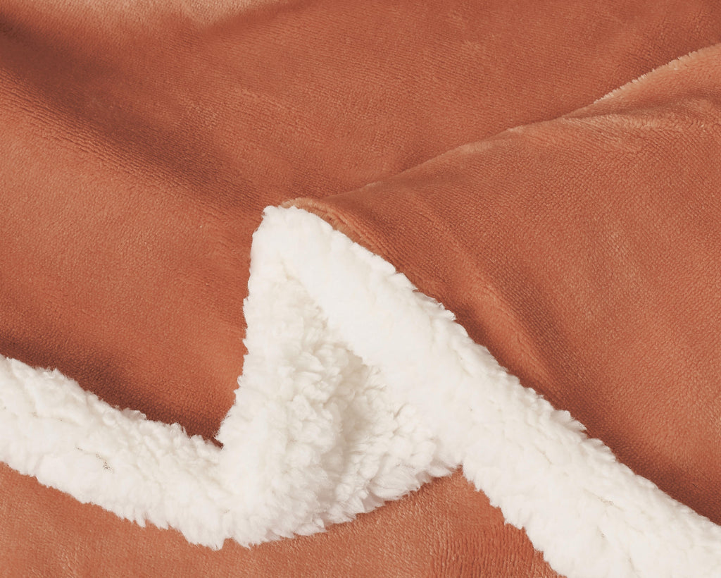 2-in-1 Teddy Sherpa Quilt Cover Set & Blanket - Terracotta