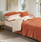 2-in-1 Teddy Sherpa Quilt Cover Set & Blanket - Terracotta
