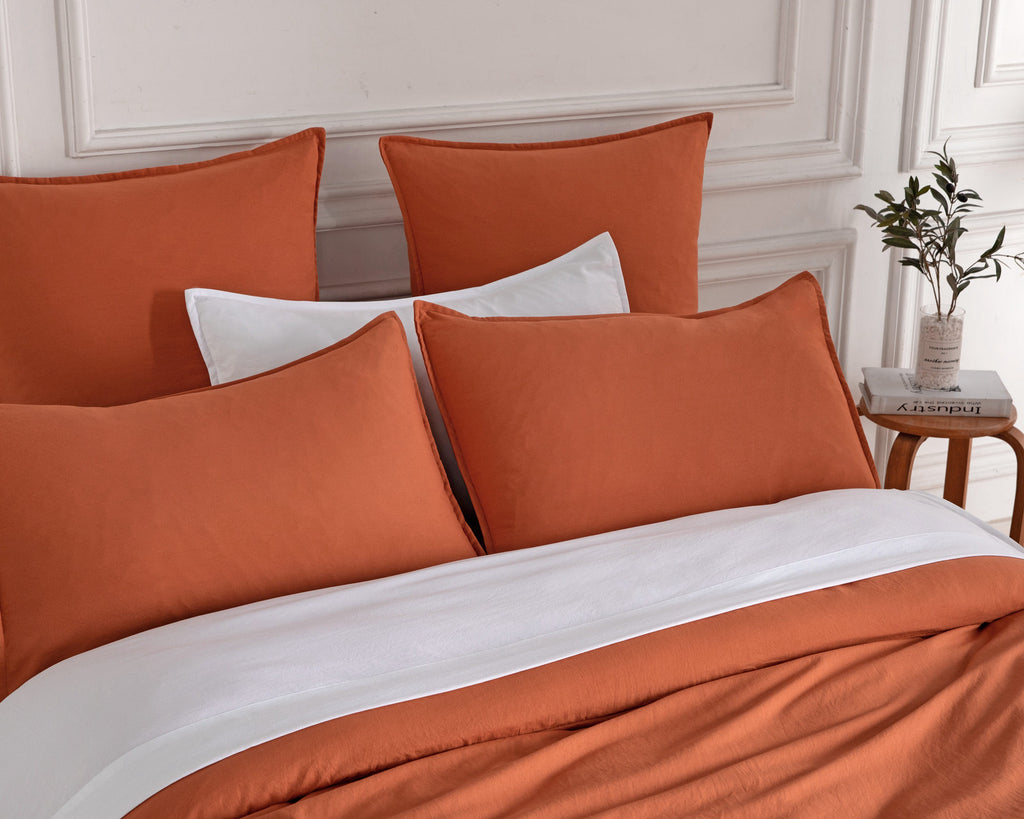 CleverPolly - Vintage Washed Microfibre Standard Pillowcases (Set of 2) - Terracotta