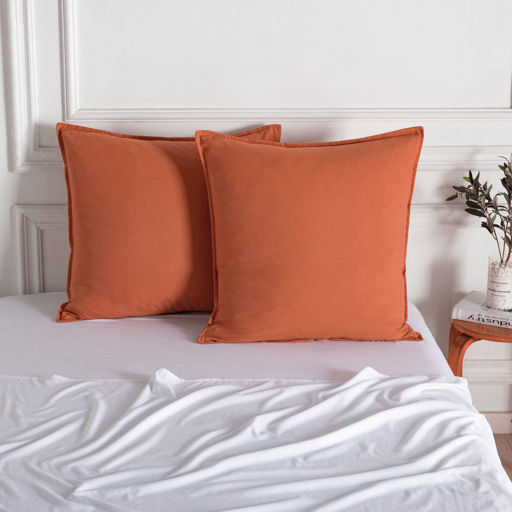 Vintage Washed Microfibre European Pillowcases - Twin-Pack - Terracotta