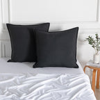 Vintage Washed Microfibre European Pillowcases - Twin-Pack - Black