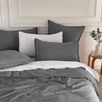 Vintage Washed Microfibre European Pillowcases - Twin-Pack - Grey