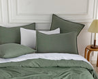 Vintage Washed Microfibre European Pillowcases - Twin-Pack - Khaki Green