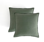 Vintage Washed Microfibre European Pillowcases - Twin-Pack - Khaki Green