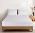 CleverPolly 100% Vintage Washed Microfibre Fitted Sheet Set – Ultra Soft & Lightweight All-Season Fitted Sheet with Matching Pillowcases (White)