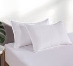 CleverPolly 100% Vintage Washed Microfibre Fitted Sheet Set – Ultra Soft & Lightweight All-Season Fitted Sheet with Matching Pillowcases (White)