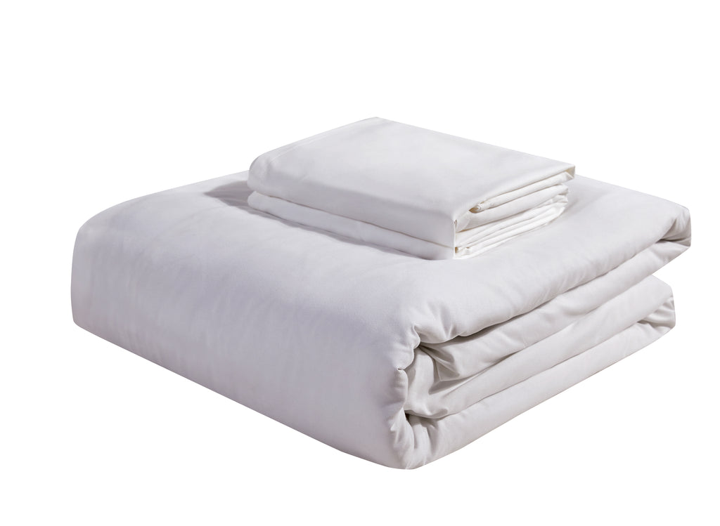 CleverPolly 100% Vintage Washed Microfibre Fitted Sheet Set – Ultra Soft & Lightweight All-Season Fitted Sheet with Matching Pillowcases (White)