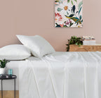 Vintage Washed Cotton Sheet Set with Matching Pillowcases - White