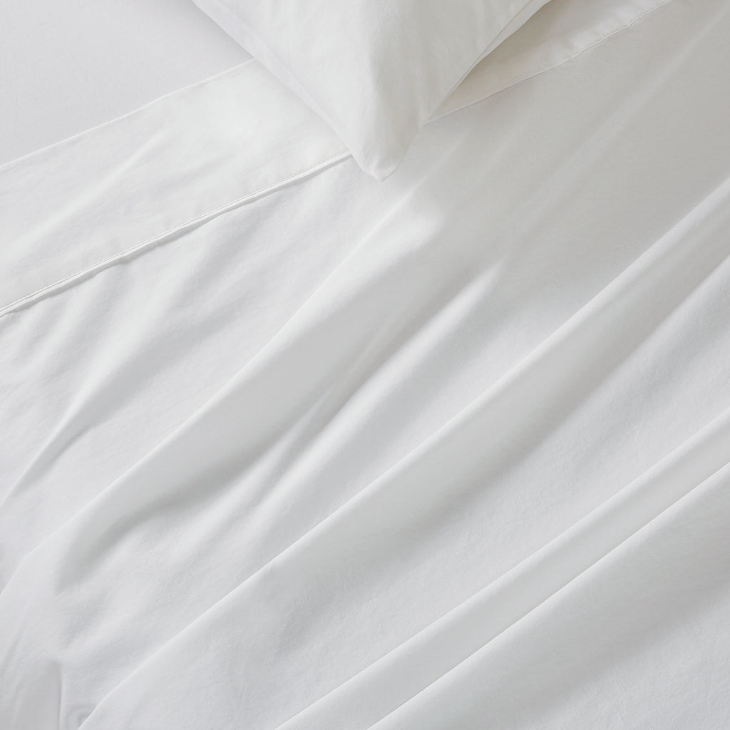 Vintage Washed Cotton Sheet Set with Matching Pillowcases - White