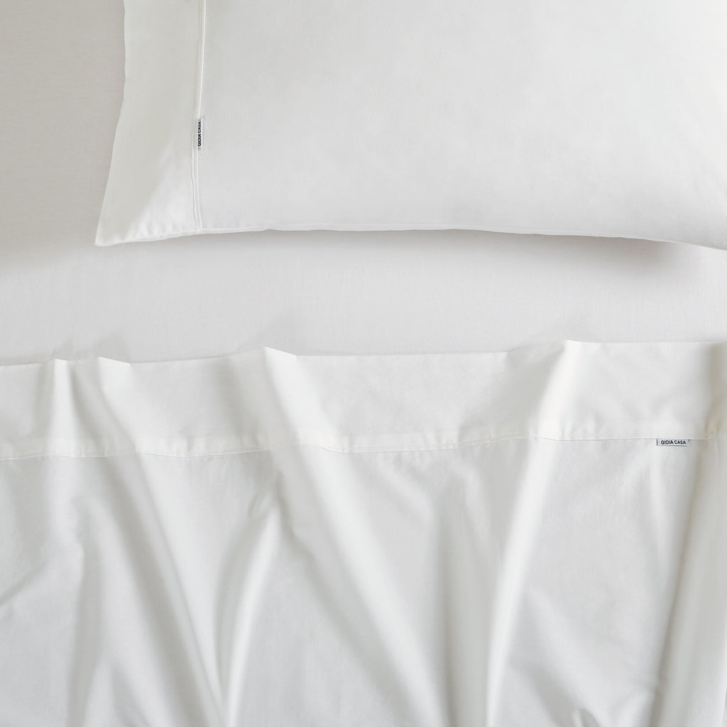 Vintage Washed Cotton Sheet Set with Matching Pillowcases - White