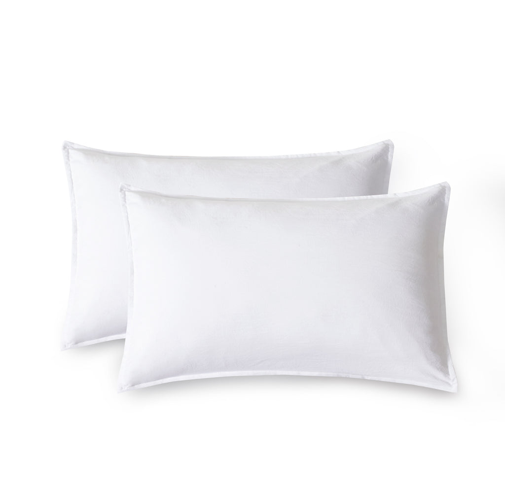 Vintage Washed Microfibre Standard Pillowcases - Twin-Pack - White