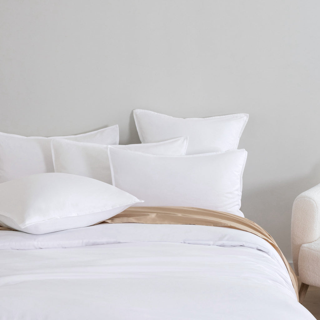 Vintage Washed Microfibre European Pillowcases - Twin-Pack - White