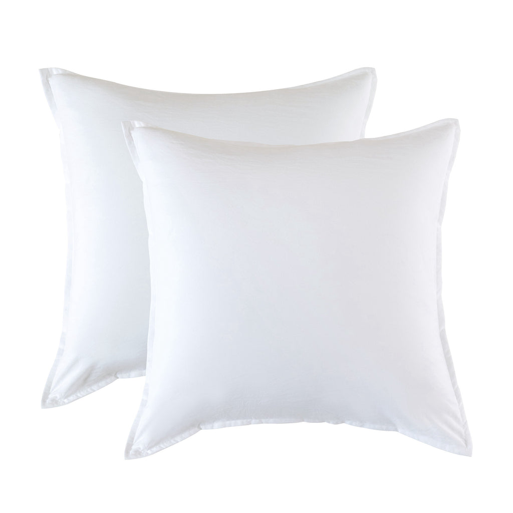Vintage Washed Microfibre European Pillowcases - Twin-Pack - White