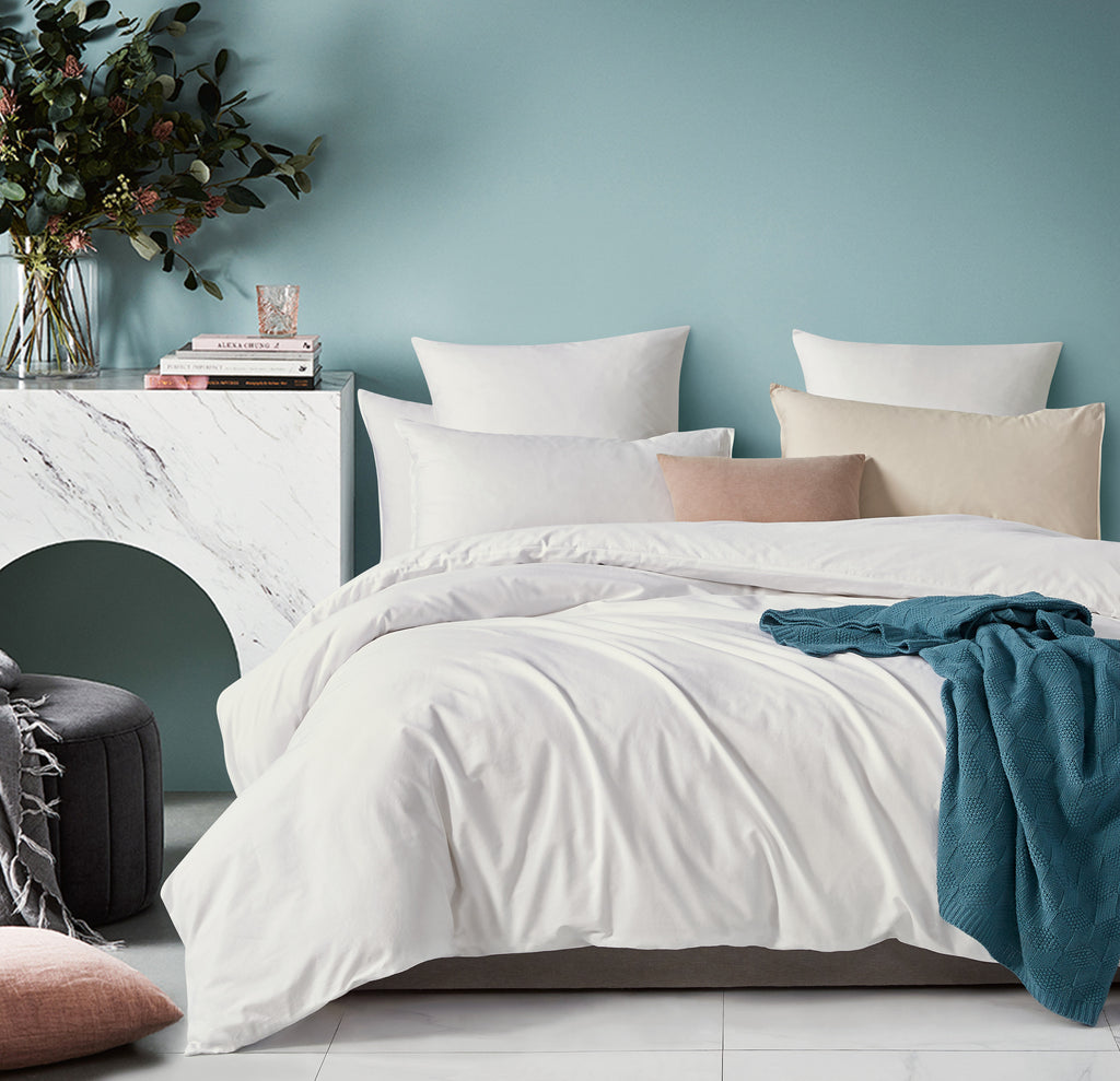 Vintage Washed Cotton European Pillowcases - White