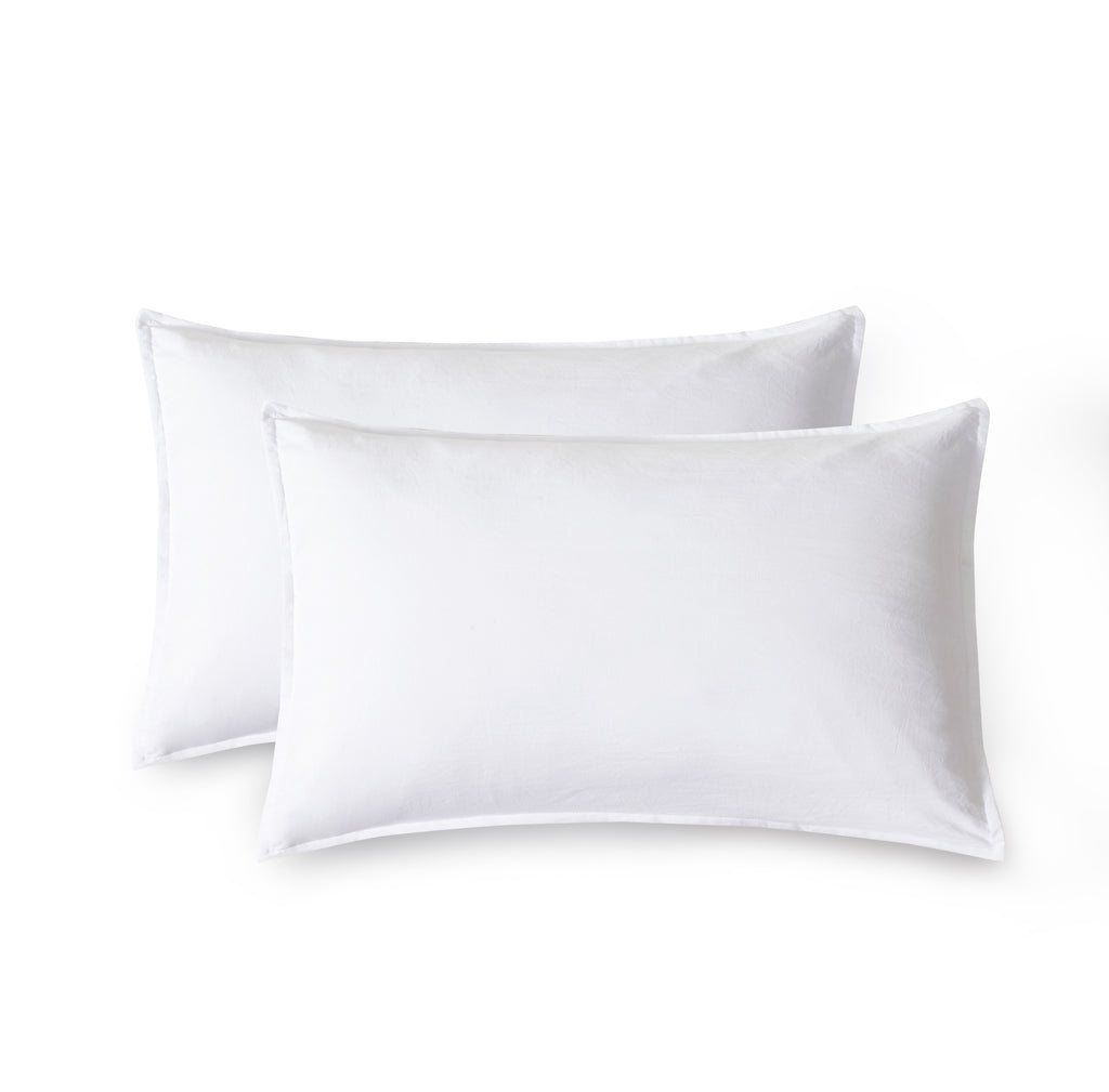 Vintage Washed Microfibre Quilt Cover Set - White