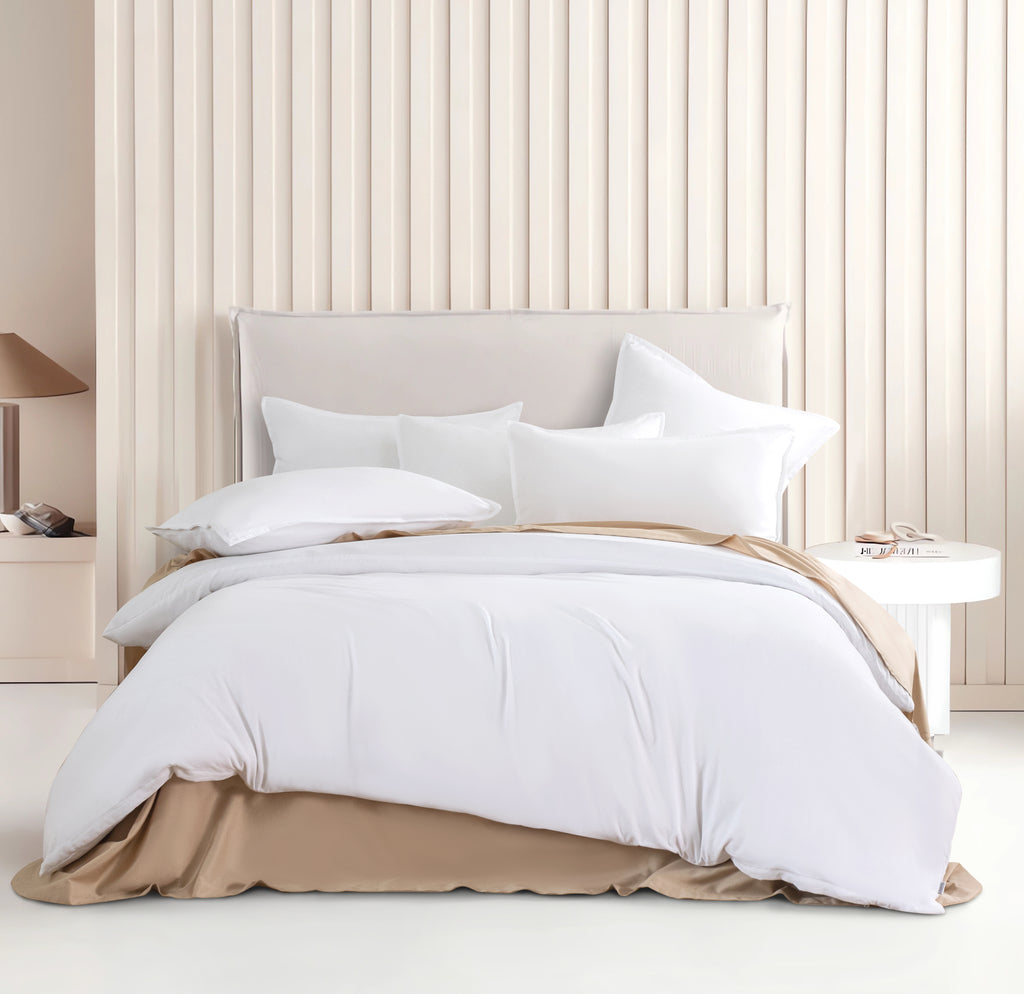 Vintage Washed Microfibre Quilt Cover Set - White