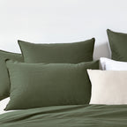 Vintage Washed Cotton Quilt Cover Set - Khaki Green
