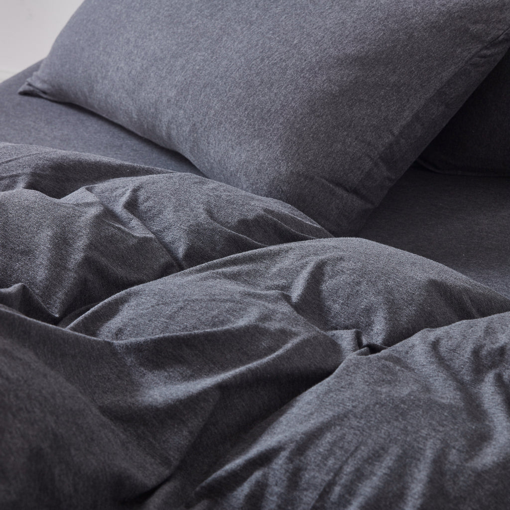 Jersey Cotton Quilt Cover Set - Black Marble