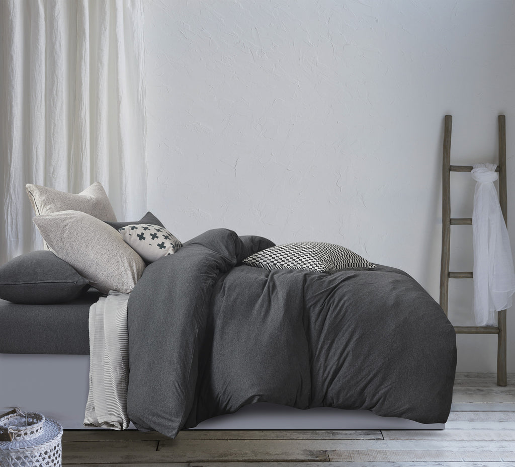 Jersey Cotton Quilt Cover Set - Black Marble