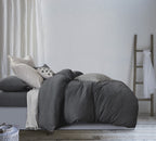 Jersey Cotton Quilt Cover Set - Black Marble