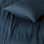 Vintage Washed Cotton Quilt Cover Set - Dark Indigo